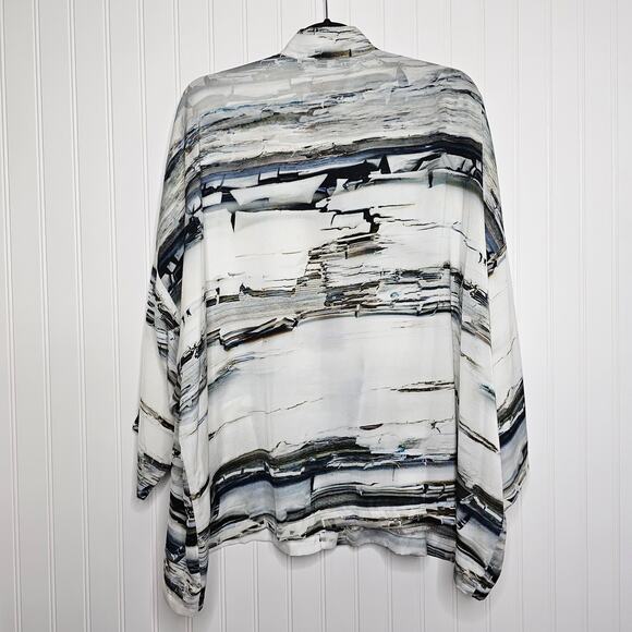 Bryn Walker Women's Silver Printed Danuta Jacket Size Large Oversized Lagenlook - Picture 3 of 11